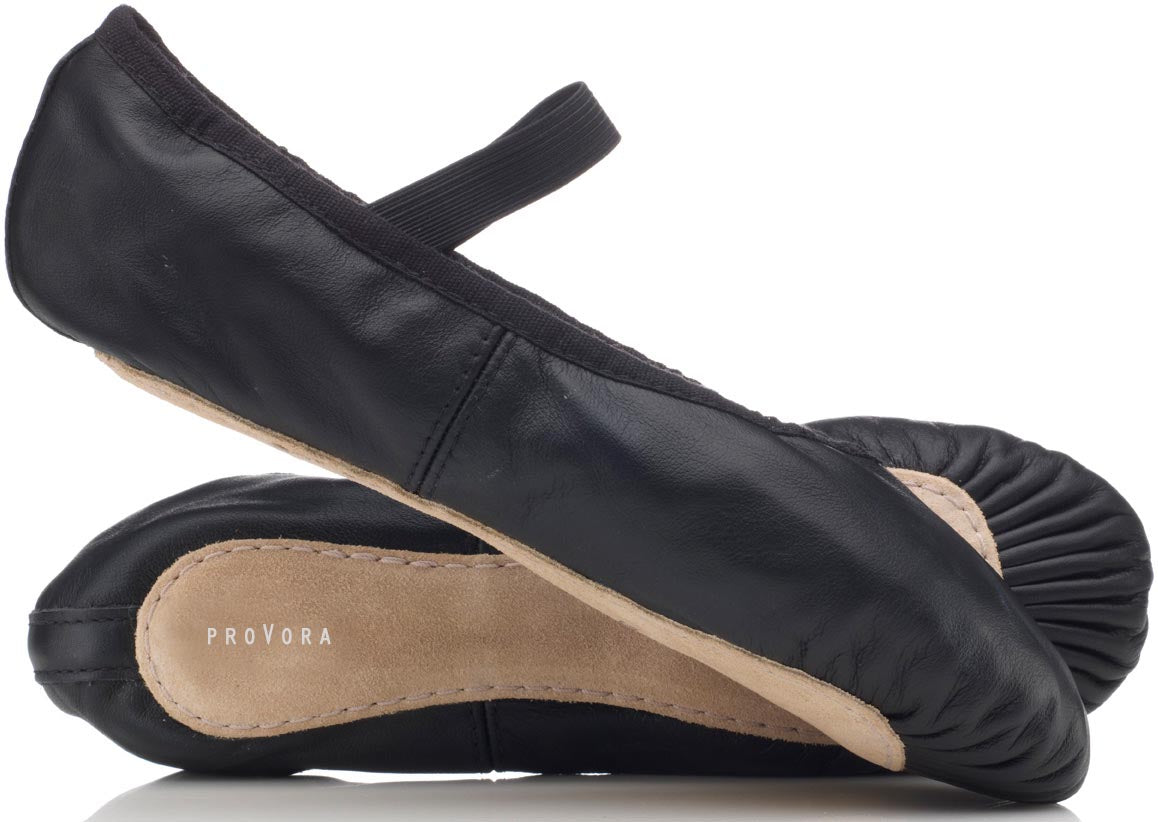 Leather Ballet Shoes, Black by ProVora