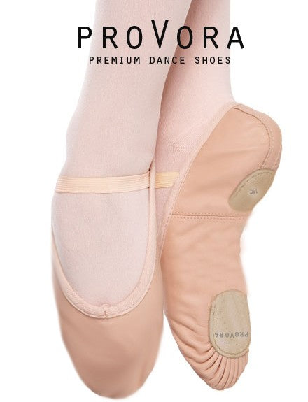 Pink Leather Split Sole Ballet Shoes by proVora