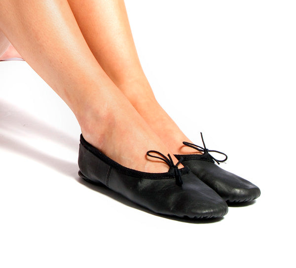 Black Leather Ballet Shoes