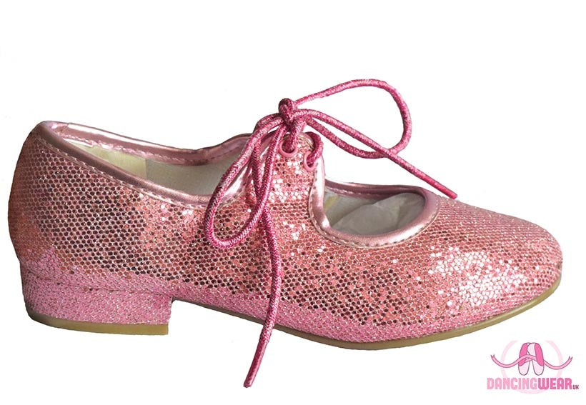 Hologram Pink Sparkle Tap Shoes